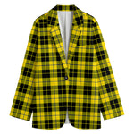 Yellow Black And Blue Tartan Print Women's Blazer