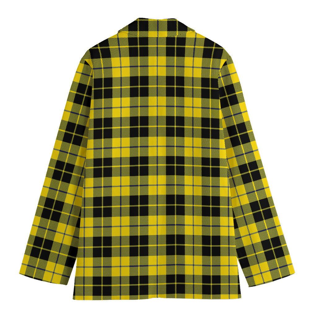 Yellow Black And Blue Tartan Print Women's Blazer
