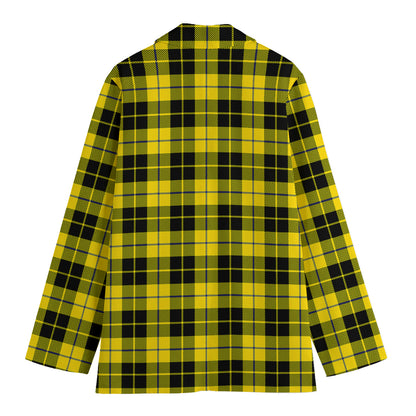 Yellow Black And Blue Tartan Print Women's Blazer