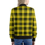 Yellow Black And Blue Tartan Print Women's Bomber Jacket