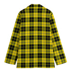 Yellow Black And Blue Tartan Print Women's Cotton Blazer