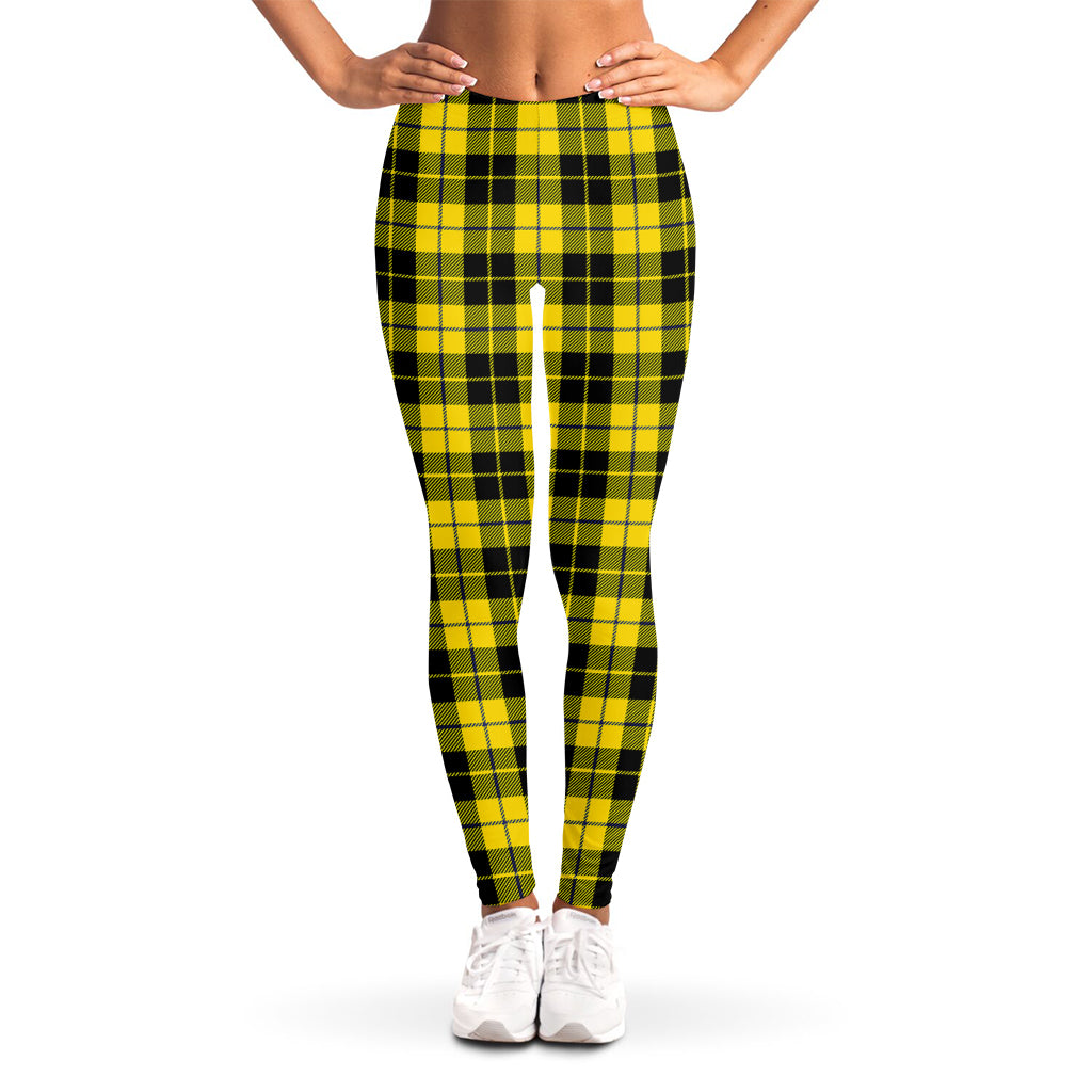 Yellow Black And Blue Tartan Print Women's Leggings