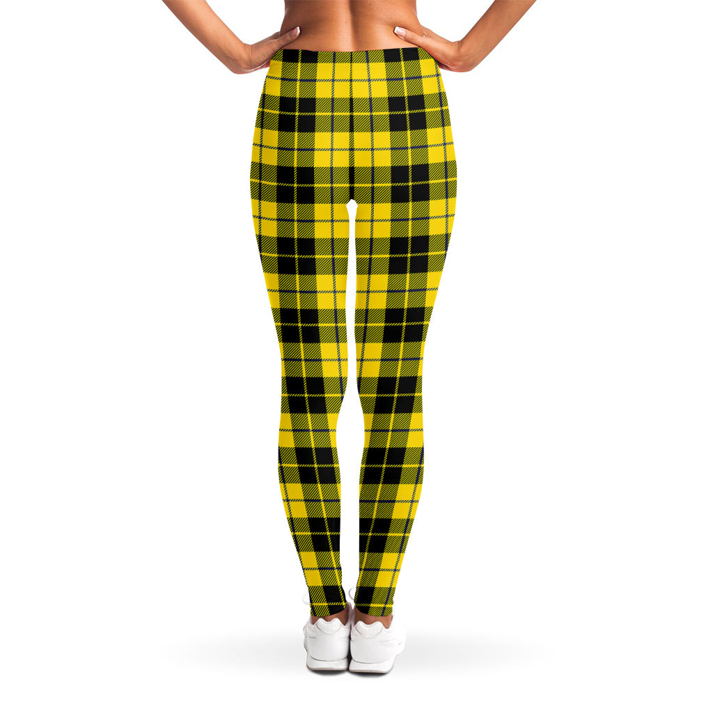 Yellow Black And Blue Tartan Print Women's Leggings