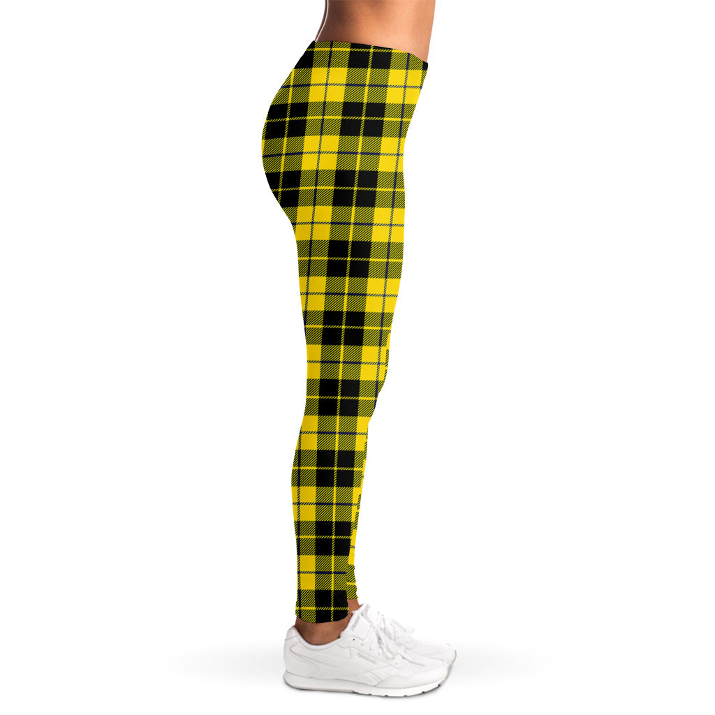 Yellow Black And Blue Tartan Print Women's Leggings