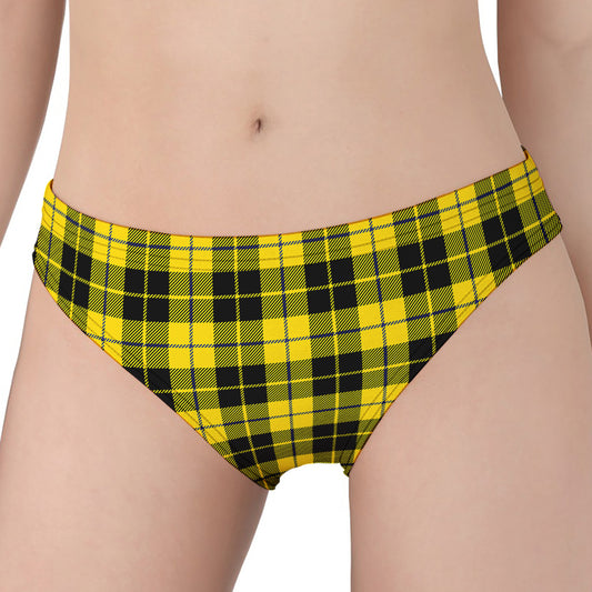 Yellow Black And Blue Tartan Print Women's Panties