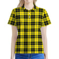 Yellow Black And Blue Tartan Print Women's Polo Shirt