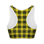 Yellow Black And Blue Tartan Print Women's Sports Bra