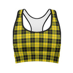 Yellow Black And Blue Tartan Print Women's Sports Bra