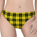 Yellow Black And Blue Tartan Print Women's Thong
