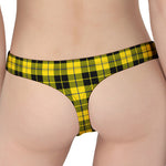 Yellow Black And Blue Tartan Print Women's Thong