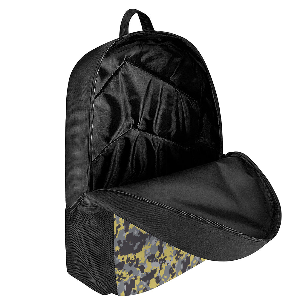 Yellow Black And Grey Digital Camo Print 17 Inch Backpack