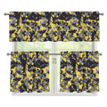 Yellow Black And Grey Digital Camo Print 3 Piece Kitchen Curtains