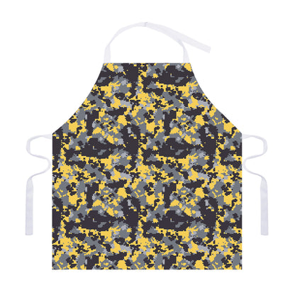 Yellow Black And Grey Digital Camo Print Adjustable Apron