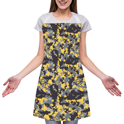 Yellow Black And Grey Digital Camo Print Adjustable Apron