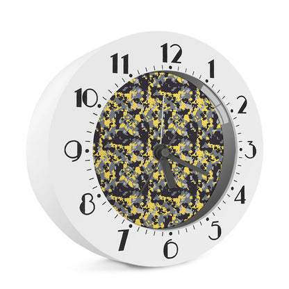 Yellow Black And Grey Digital Camo Print Alarm Clock