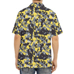 Yellow Black And Grey Digital Camo Print Aloha Shirt