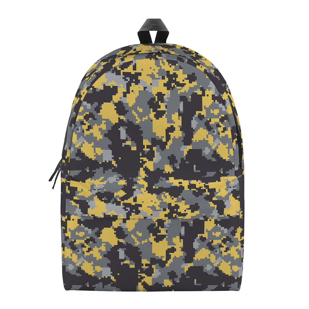 Yellow Black And Grey Digital Camo Print Backpack