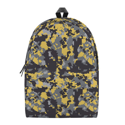 Yellow Black And Grey Digital Camo Print Backpack
