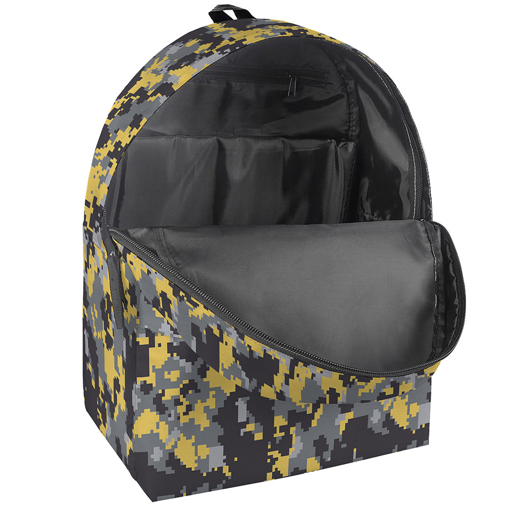 Yellow Black And Grey Digital Camo Print Backpack