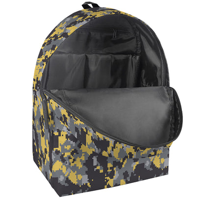 Yellow Black And Grey Digital Camo Print Backpack