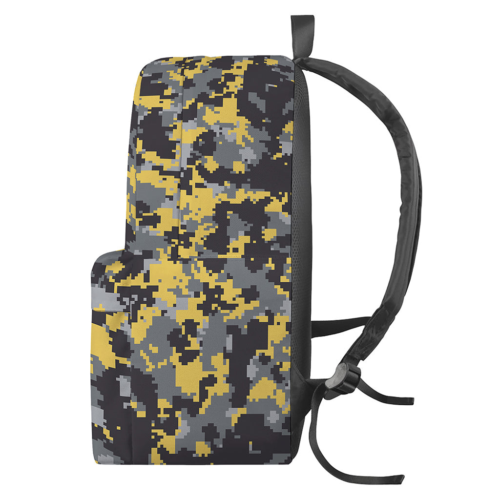 Yellow Black And Grey Digital Camo Print Backpack