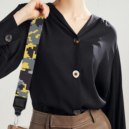 Yellow Black And Grey Digital Camo Print Bag Strap