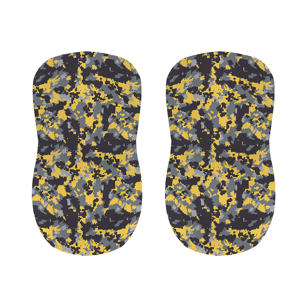 Yellow Black And Grey Digital Camo Print Bar Stool Covers