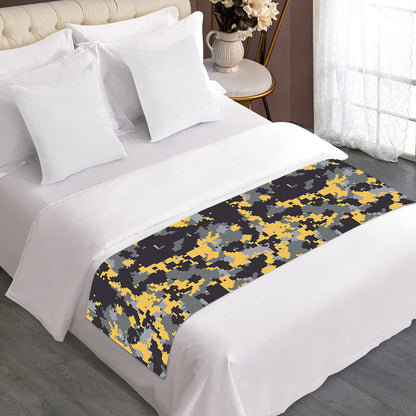 Yellow Black And Grey Digital Camo Print Bed Runner
