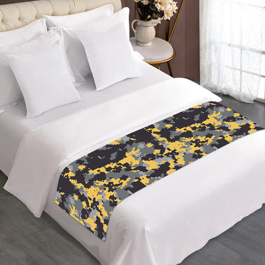 Yellow Black And Grey Digital Camo Print Bed Runner