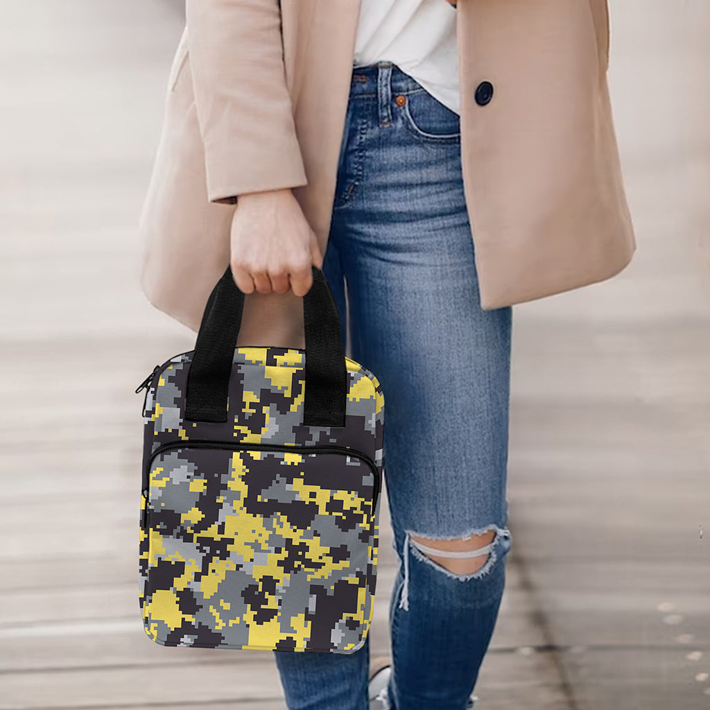 Yellow Black And Grey Digital Camo Print Bible Tote Bag