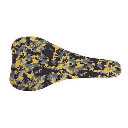 Yellow Black And Grey Digital Camo Print Bicycle Seat Cover