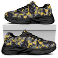 Yellow Black And Grey Digital Camo Print Black Chunky Shoes