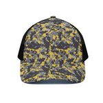 Yellow Black And Grey Digital Camo Print Black Mesh Trucker Cap