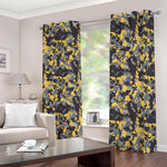 Yellow Black And Grey Digital Camo Print Blackout Grommet Curtains