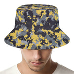 Yellow Black And Grey Digital Camo Print Bucket Hat