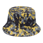 Yellow Black And Grey Digital Camo Print Bucket Hat