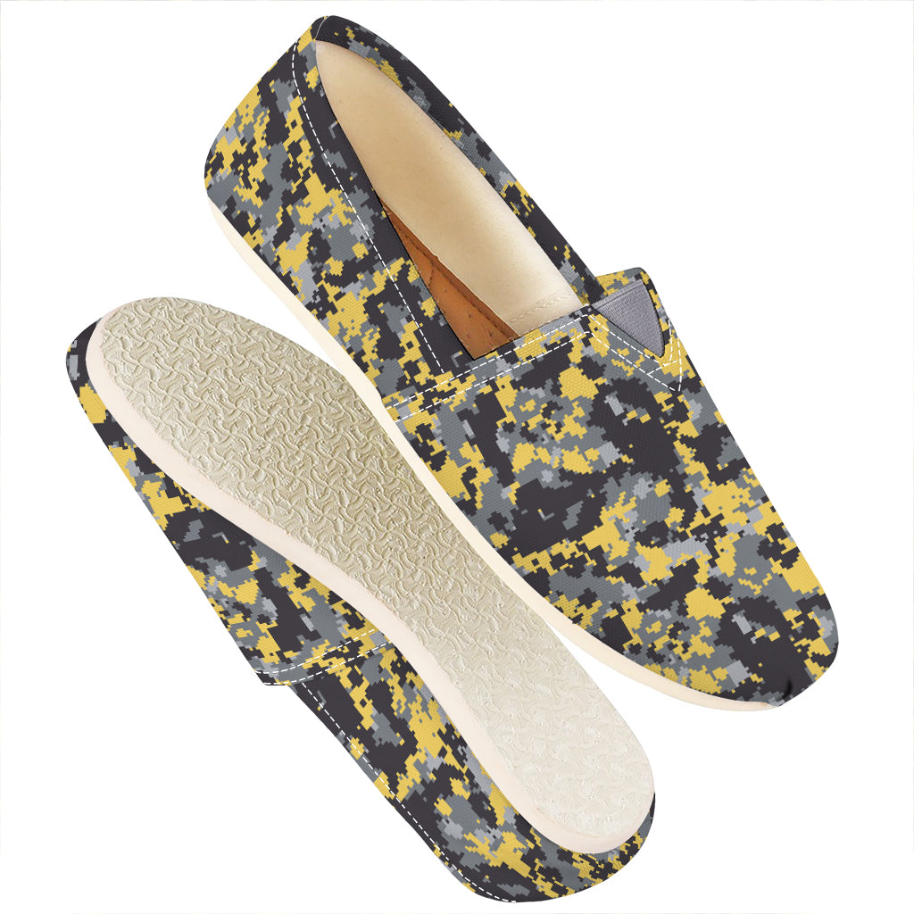 Yellow Black And Grey Digital Camo Print Casual Shoes