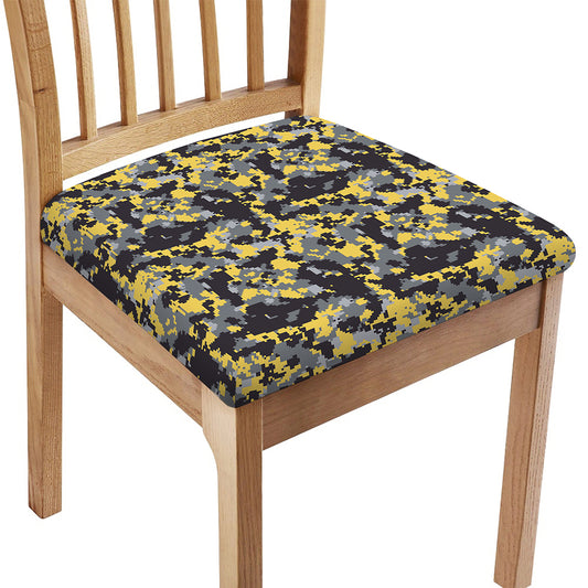 Yellow Black And Grey Digital Camo Print Chair Cushion Cover