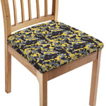 Yellow Black And Grey Digital Camo Print Chair Cushion Cover