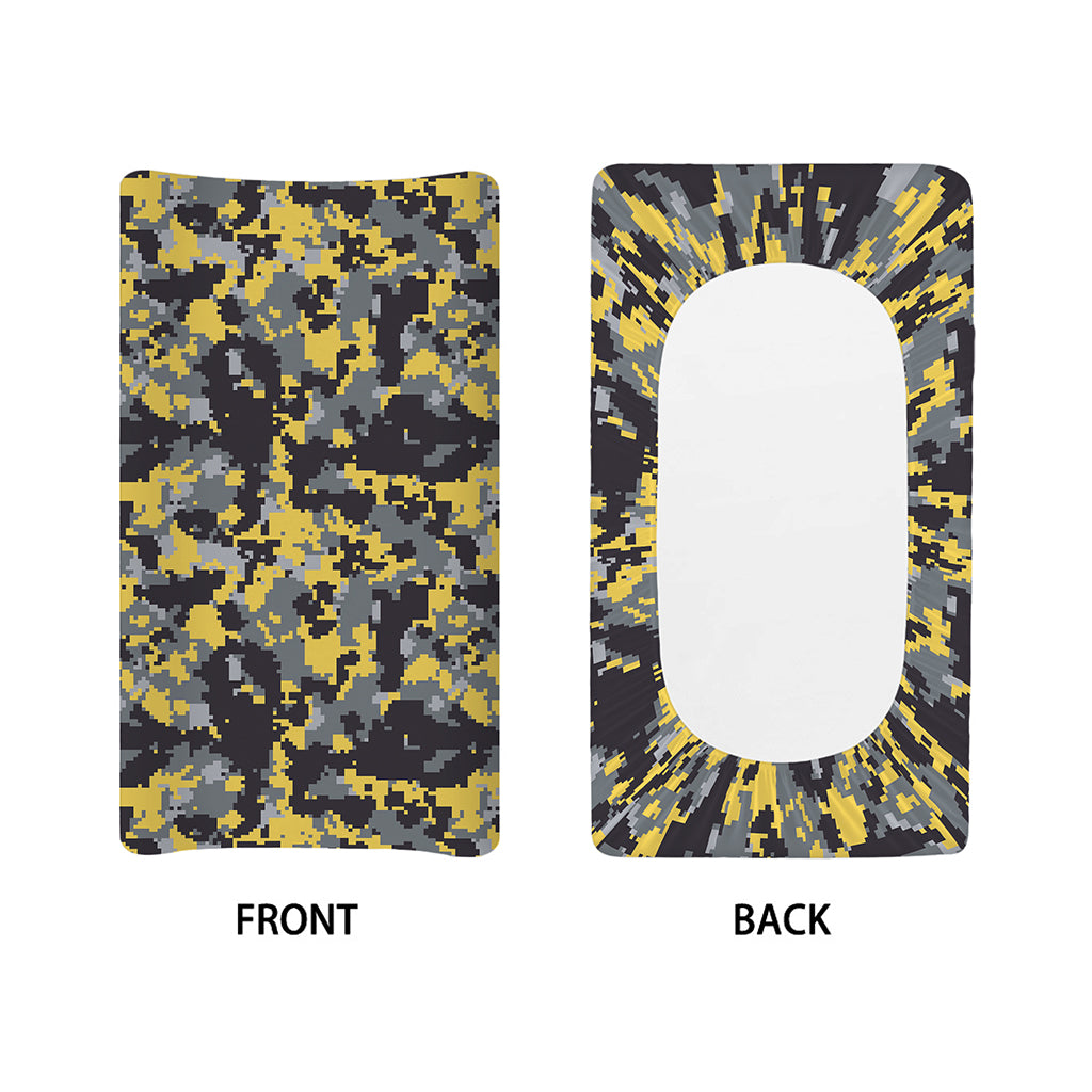 Yellow Black And Grey Digital Camo Print Changing Pad Cover