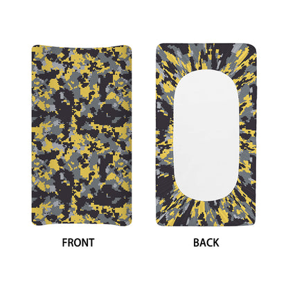 Yellow Black And Grey Digital Camo Print Changing Pad Cover