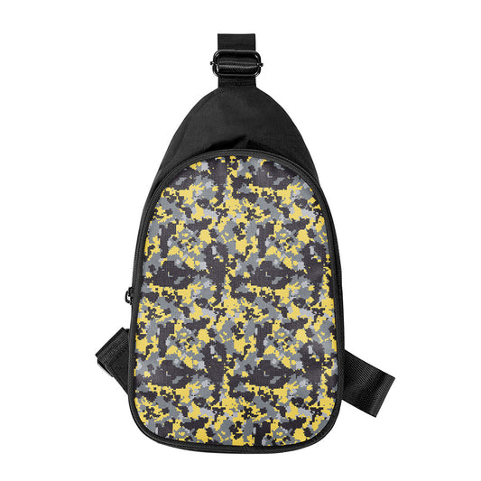 Yellow Black And Grey Digital Camo Print Chest Bag