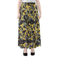 Yellow Black And Grey Digital Camo Print Chiffon Maxi Skirt