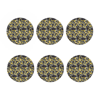 Yellow Black And Grey Digital Camo Print Coaster Set