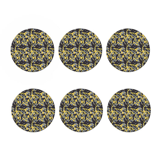 Yellow Black And Grey Digital Camo Print Coaster Set