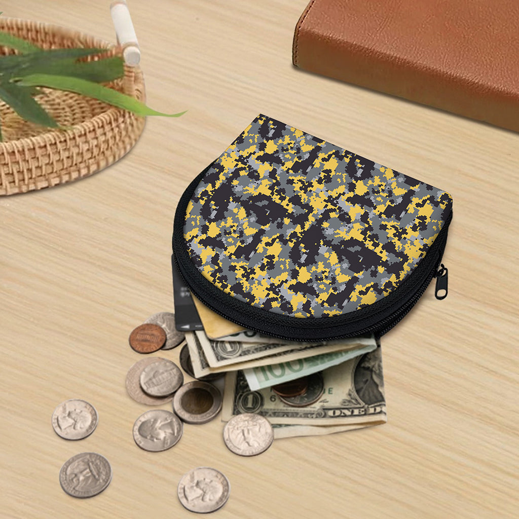 Yellow Black And Grey Digital Camo Print Coin Purse