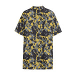 Yellow Black And Grey Digital Camo Print Cotton Hawaiian Shirt