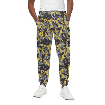 Yellow Black And Grey Digital Camo Print Cotton Pants