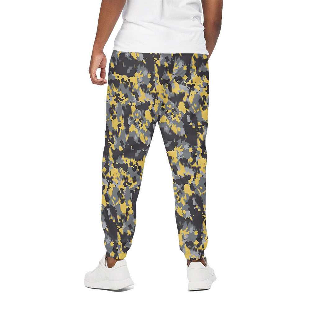 Yellow Black And Grey Digital Camo Print Cotton Pants