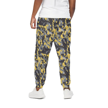 Yellow Black And Grey Digital Camo Print Cotton Pants